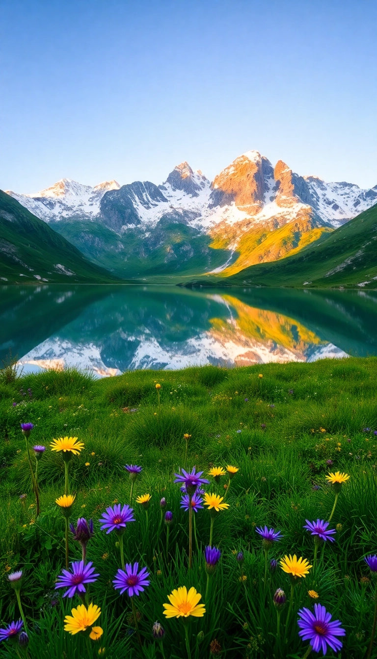 HD iPhone AI Spring Mountain Reflection Luxury Wallpaper